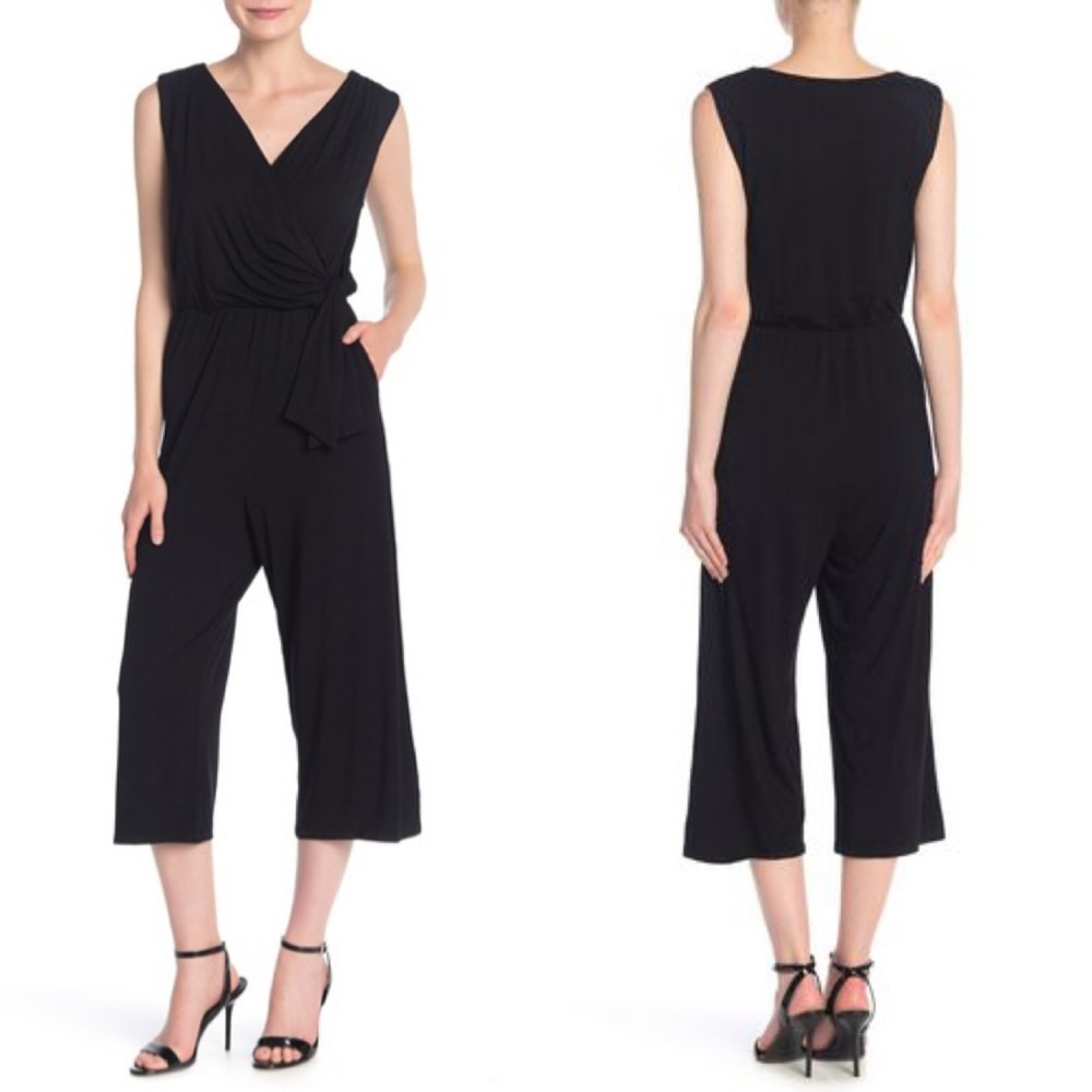 T Tahari Sleeveless Wrap Knit Jumpsuit